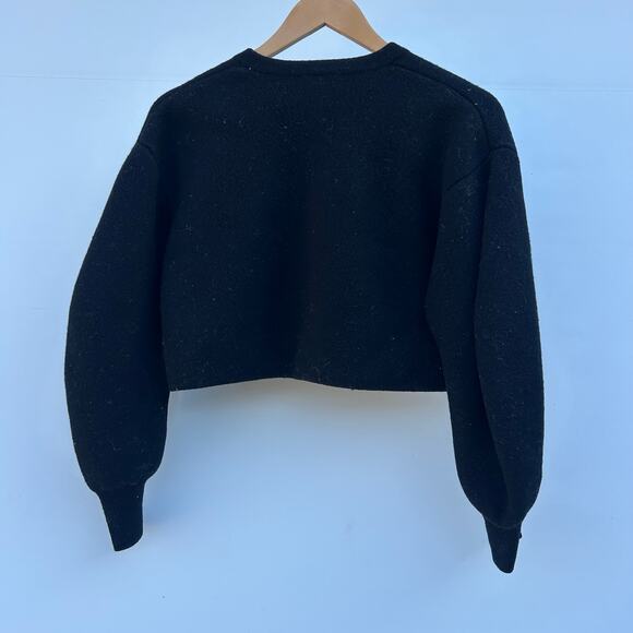 ME+EM Dramatic Sleeve Crop Knit Jacket Cardigan Black XS Wool Cashmere Sweater - Picture 9 of 11